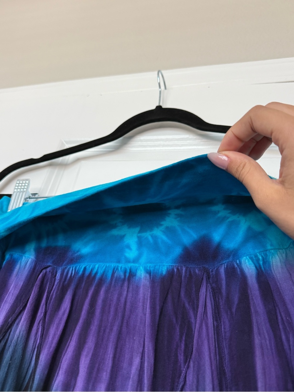 vintage TieDye foldover Crinkle Handkerchief Hem Hippie Fairycore Skirt - Picture 3 of 7